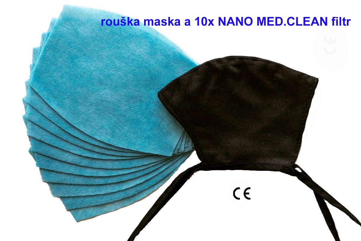 Outdoorix - Nano Medical NANO MED.CLEAN rouška maska černá + 10x NANO MED.CLEAN filtr